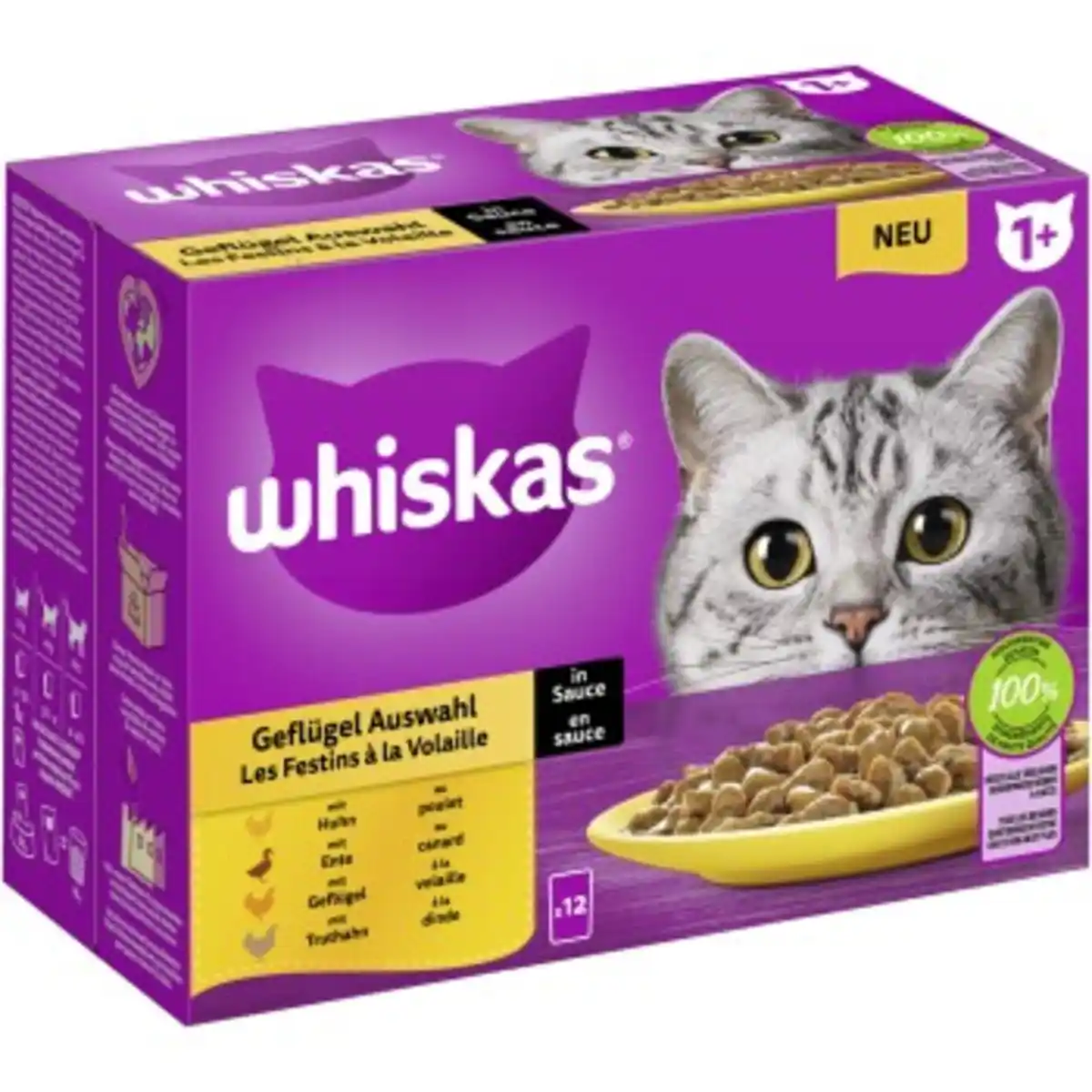 Bild 1 von Whiskas Multipack 1+ Geflügel Auswahl in Sauce 12 x 85g