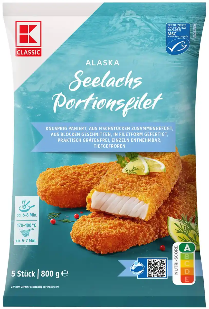 Bild 1 von K-CLASSIC Alaska-Seelachs- Portionsfilets, 5 St. = 800-g-Packg.