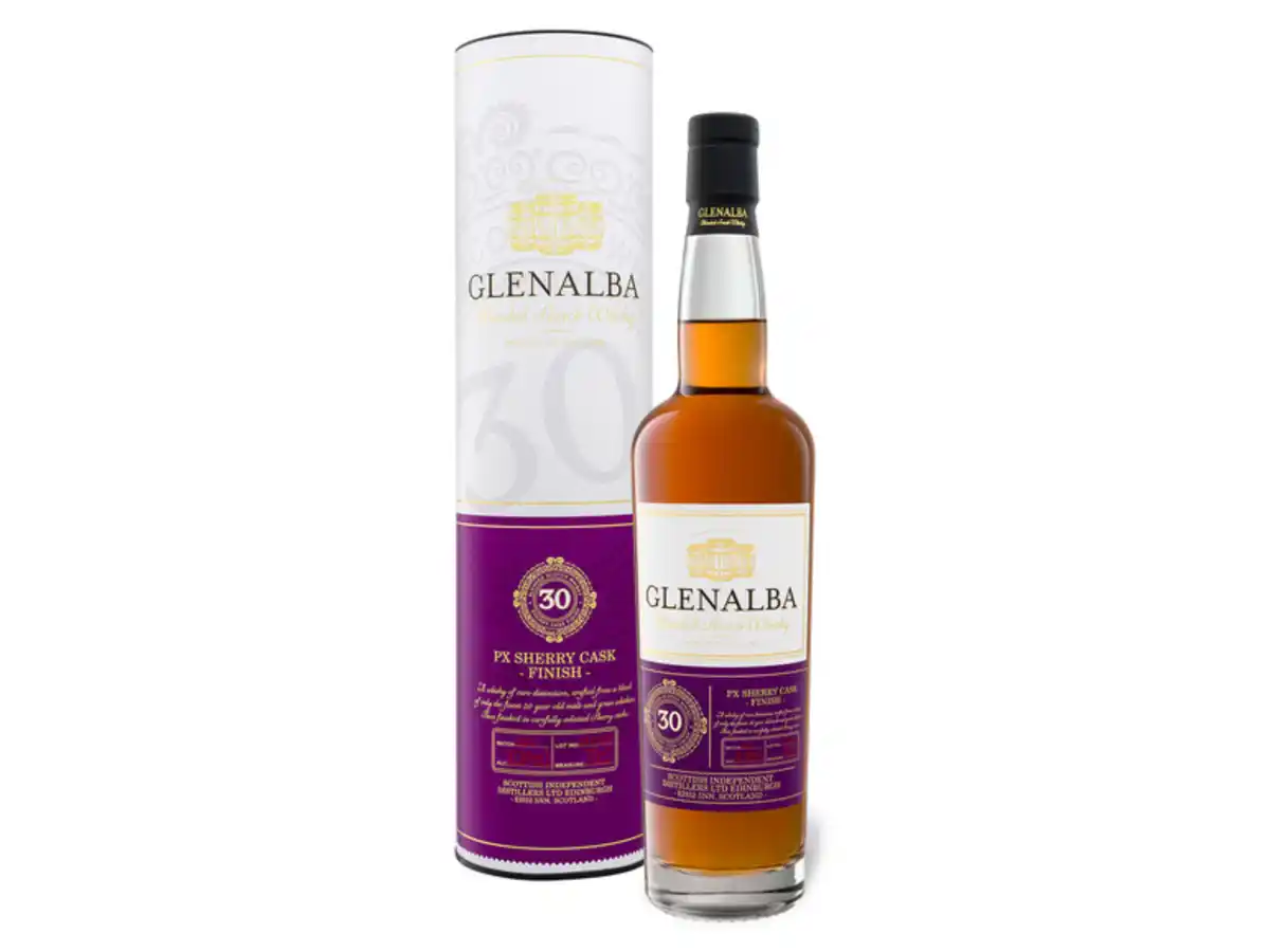 Bild 1 von Glenalba Blended Scotch Whisky 30 Jahre PX Cask Finish mit Geschenkbox 41,4% Vol