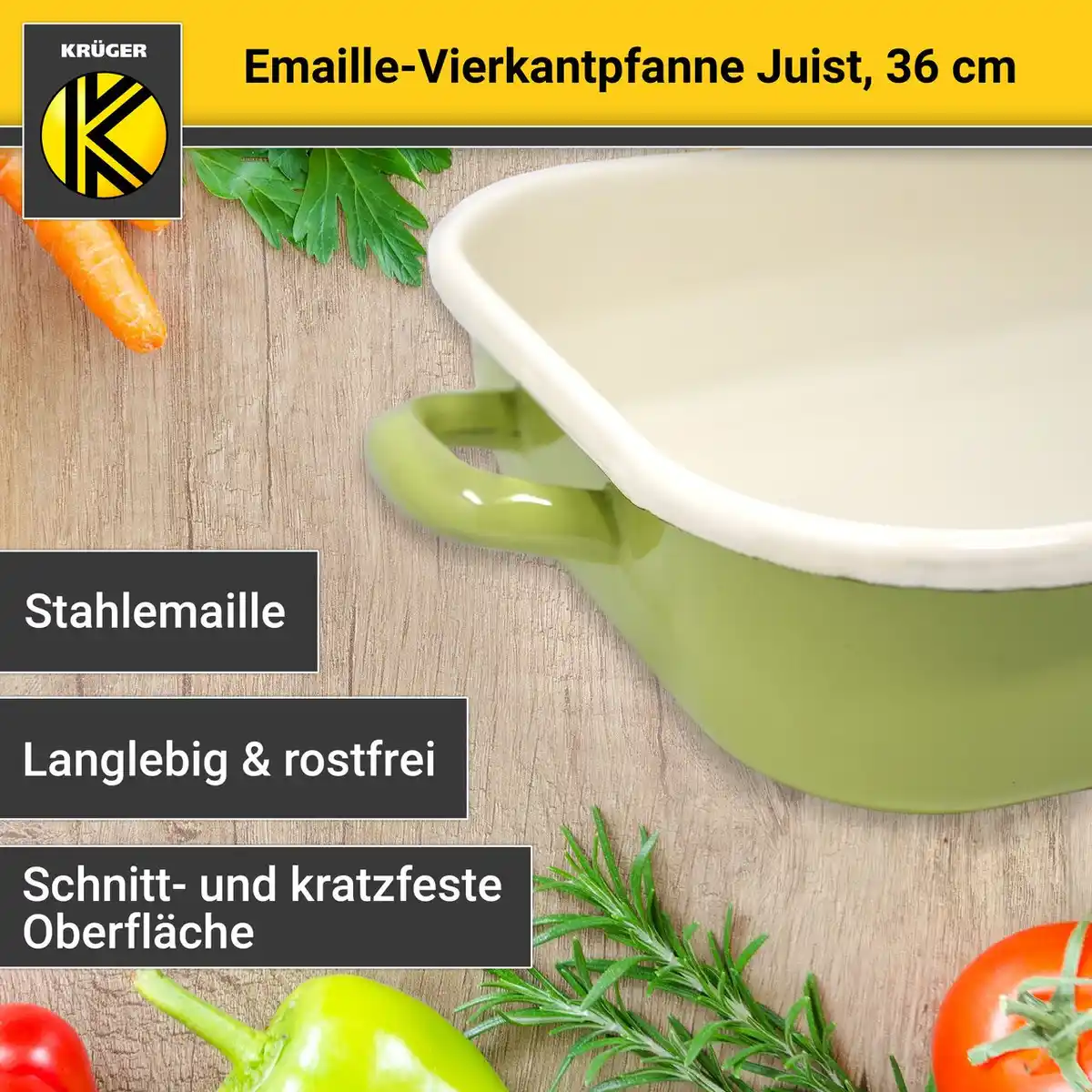 Bild 2 von Emaillierte Vierkantpfanne Juist, 36 x 25 cm