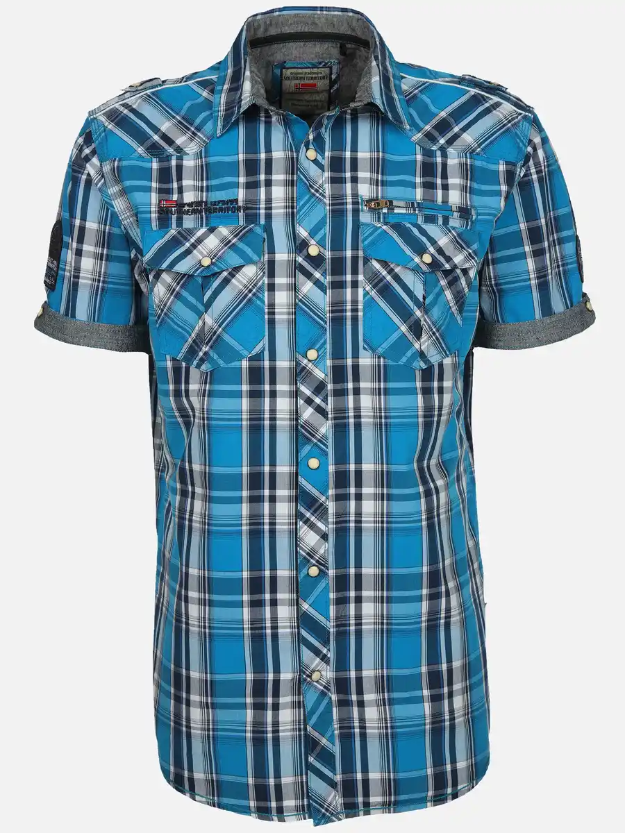 Bild 1 von Herren Freizeithemd mit kurzem Arm Türkis