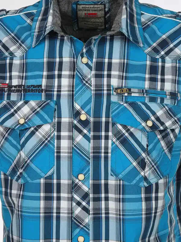 Bild 3 von Herren Freizeithemd mit kurzem Arm Türkis