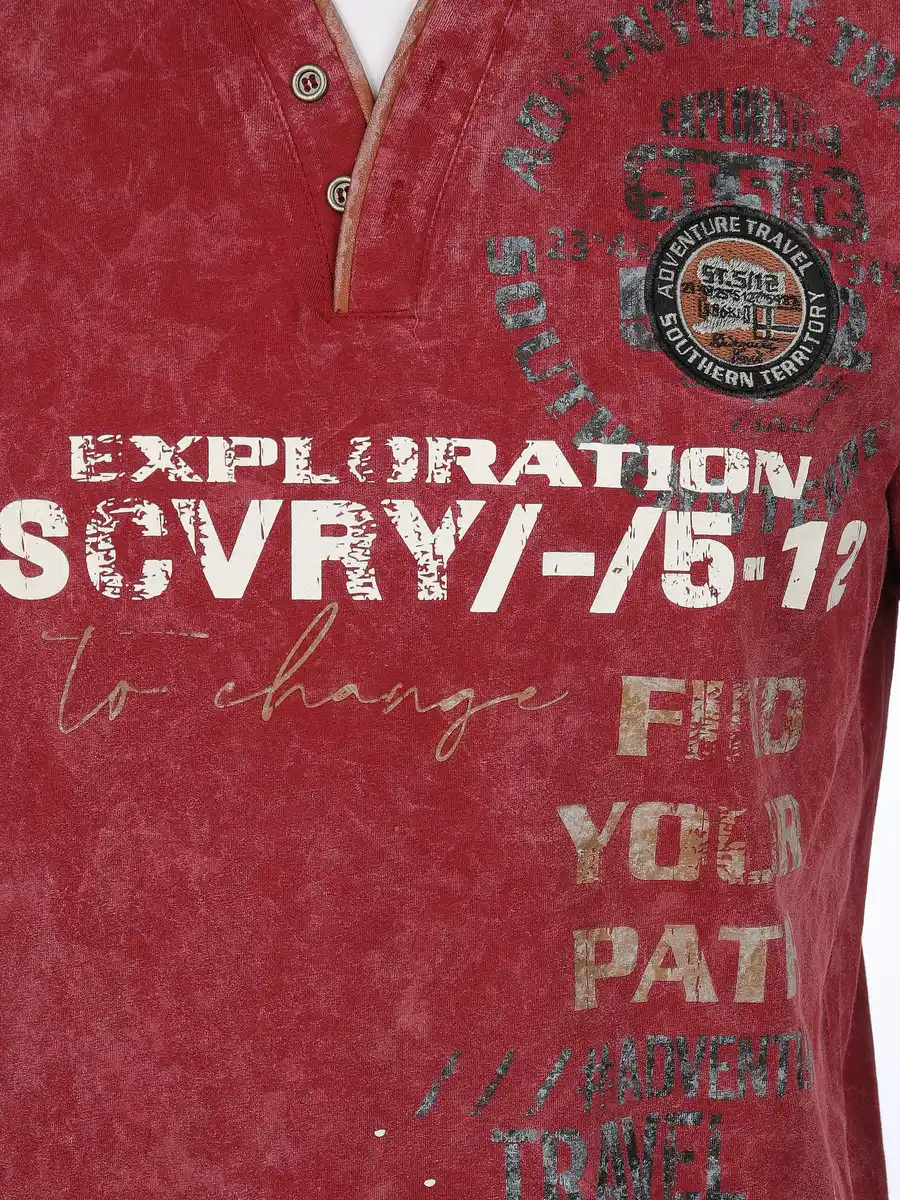 Bild 3 von Herren Henleyshirt mit Front-und Backprint Rot