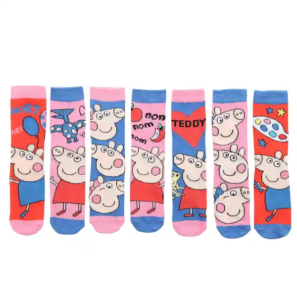Bild 2 von Kinder Socken im 7er Pack mit Motiven "Peppa Pig" Bunt