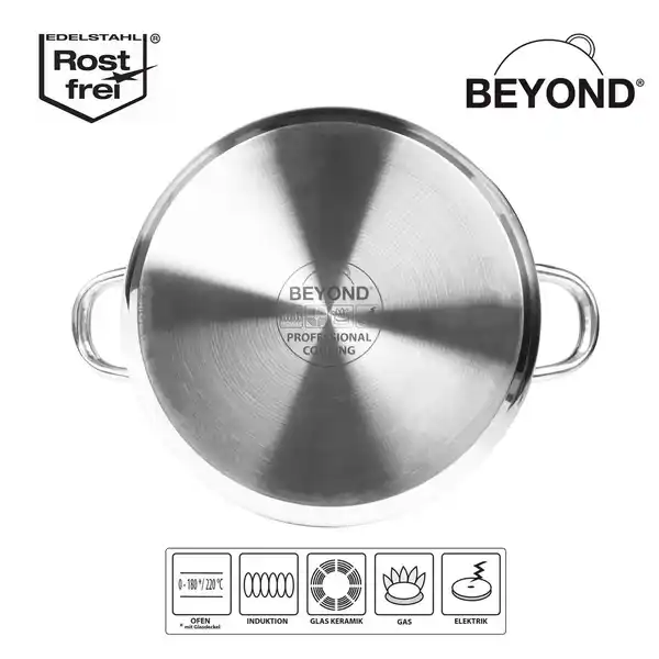 Bild 2 von BEYOND® Edelstahl Kochtopf 24 cm, mit Glasdeckel und herausnehmbarem Siebeinsatz