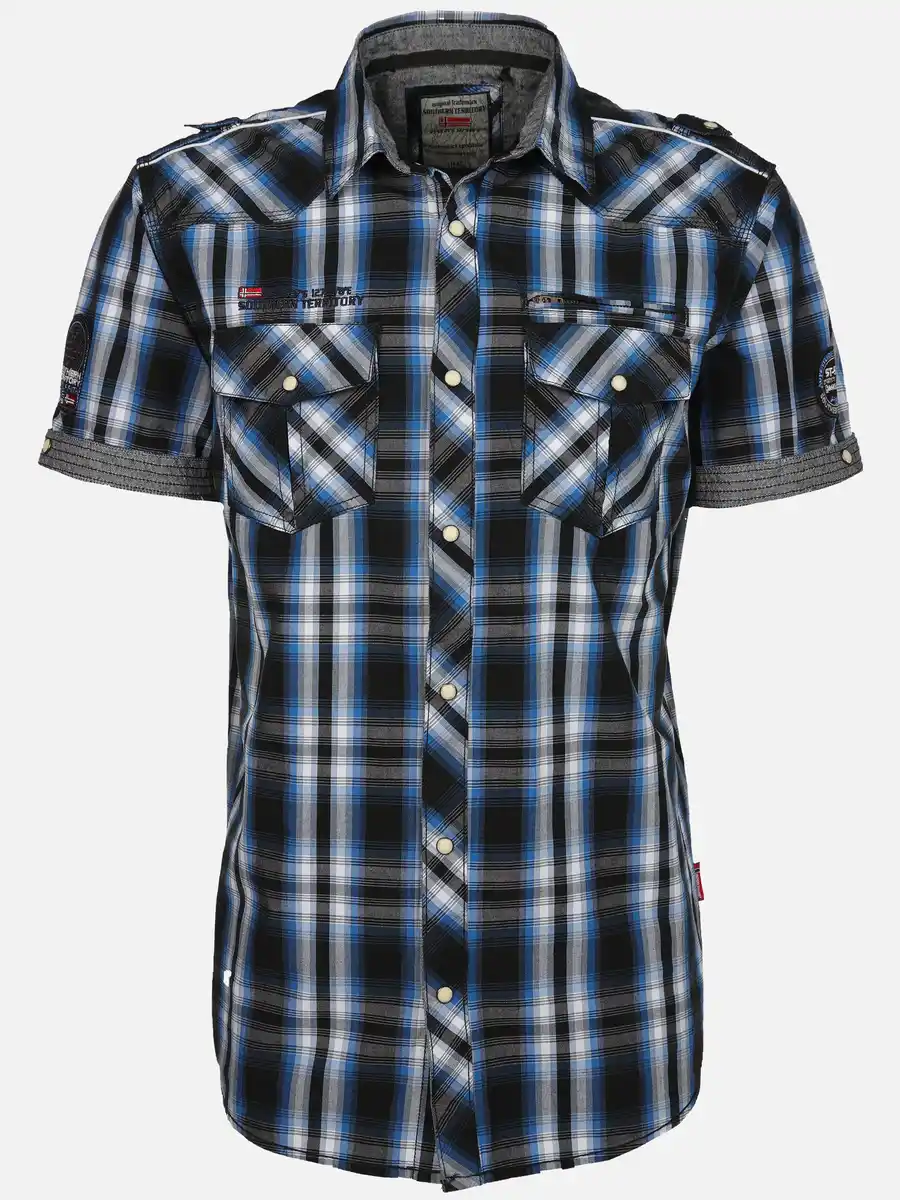 Bild 1 von Herren Freizeithemd mit kurzem Arm Blau