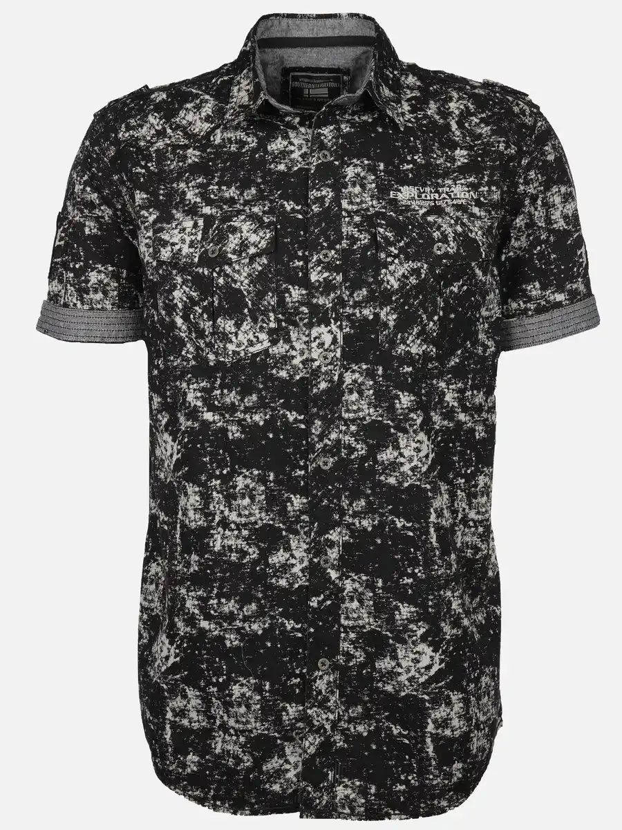 Bild 1 von Herren Freizeithemd mit Brusttaschen in Oilwash-Optik Schwarz