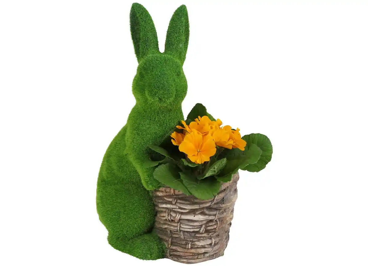 Bild 1 von Osterhase in Gras-Optik mit Pflanzgefäß vorne