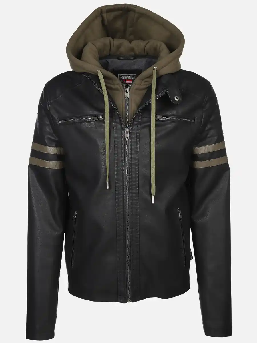 Bild 1 von Herren Bikerjacke 2in1 mit Kapuze Schwarz