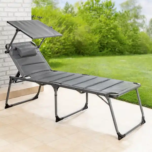 Bild 2 von XL-Komfort-Sonnenliege inkl. Kissen gepolstert aus Aluminium, ca. 193 x 67 x 32 cm - Anthrazit