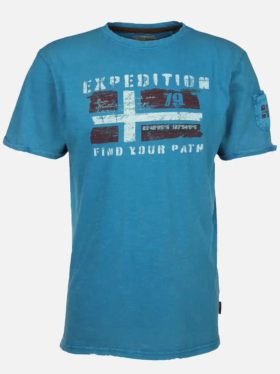 Bild 1 von Herren Shirt mit Frontprint Blau