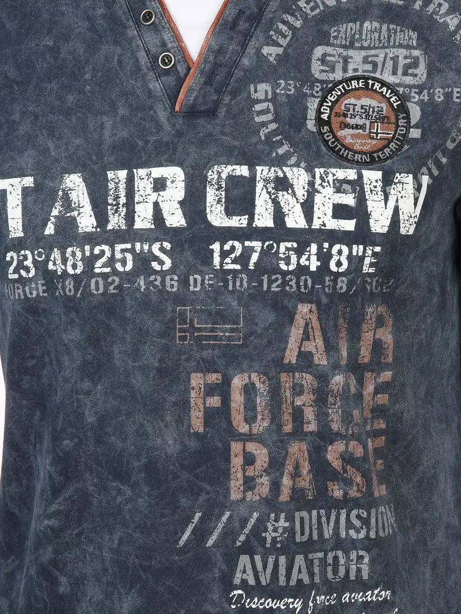 Bild 3 von Herren Henleyshirt mit Print Blau