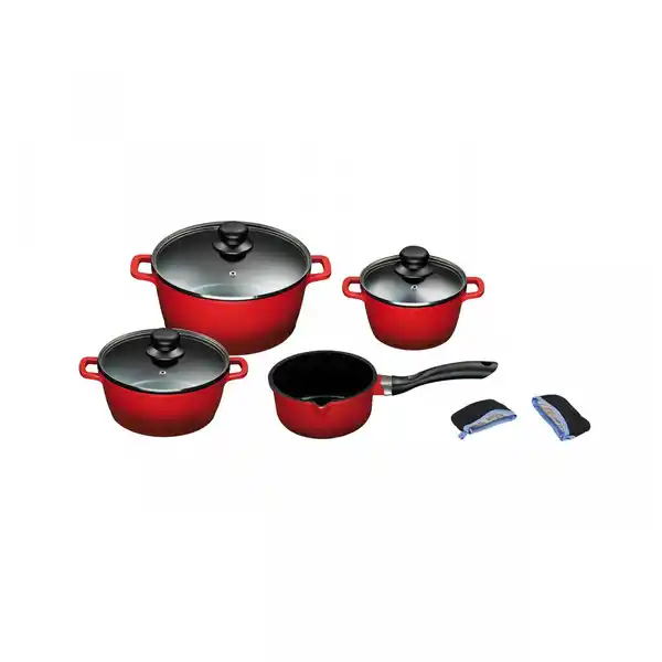 Bild 2 von Kochtopfset Aluguss Induktion Rot