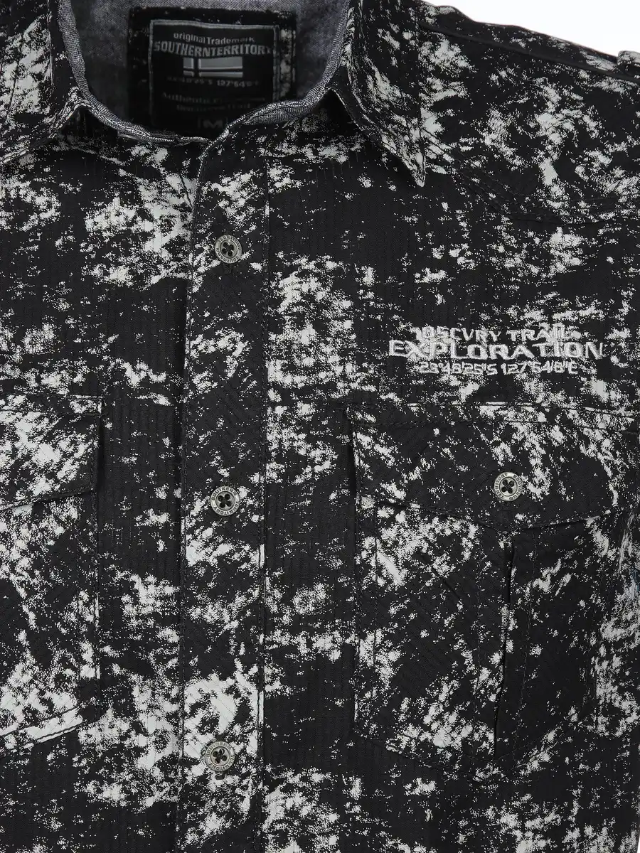 Bild 3 von Herren Freizeithemd mit Brusttaschen in Oilwash-Optik Schwarz