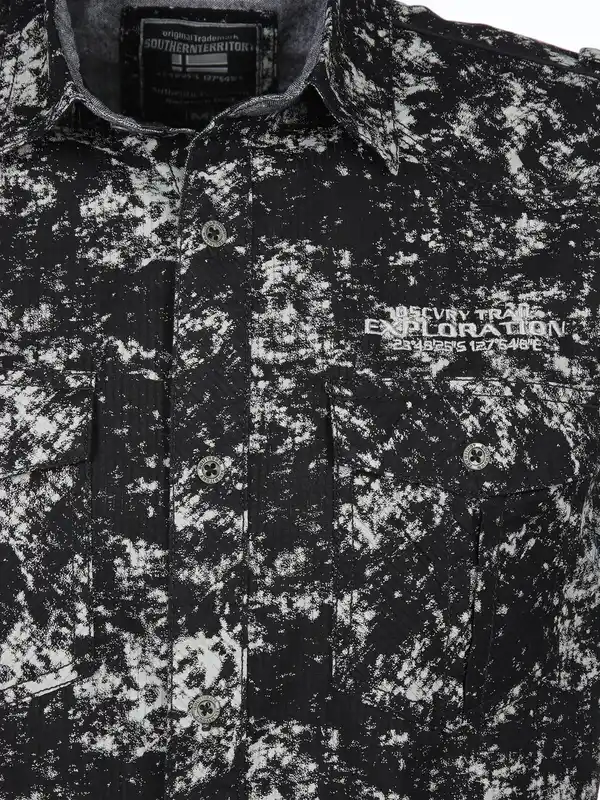 Bild 3 von Herren Freizeithemd mit Brusttaschen in Oilwash-Optik Schwarz