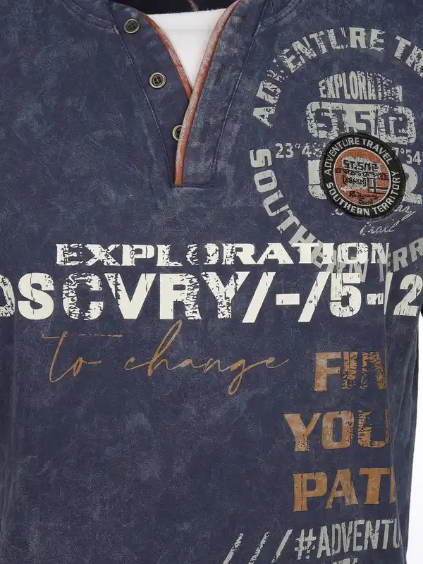 Bild 3 von Herren Henleyshirt mit Front-und Backprint Blau