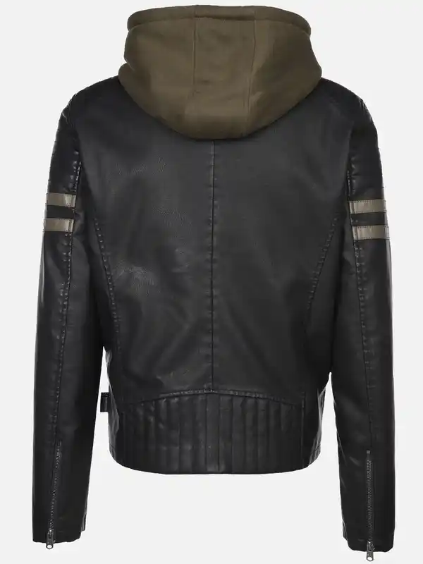 Bild 2 von Herren Bikerjacke 2in1 mit Kapuze Schwarz