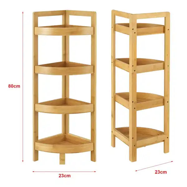 Bild 3 von Bambus Badregal Lestijärvi Eckregal mit 4 Ablagen 80x23x23cm
