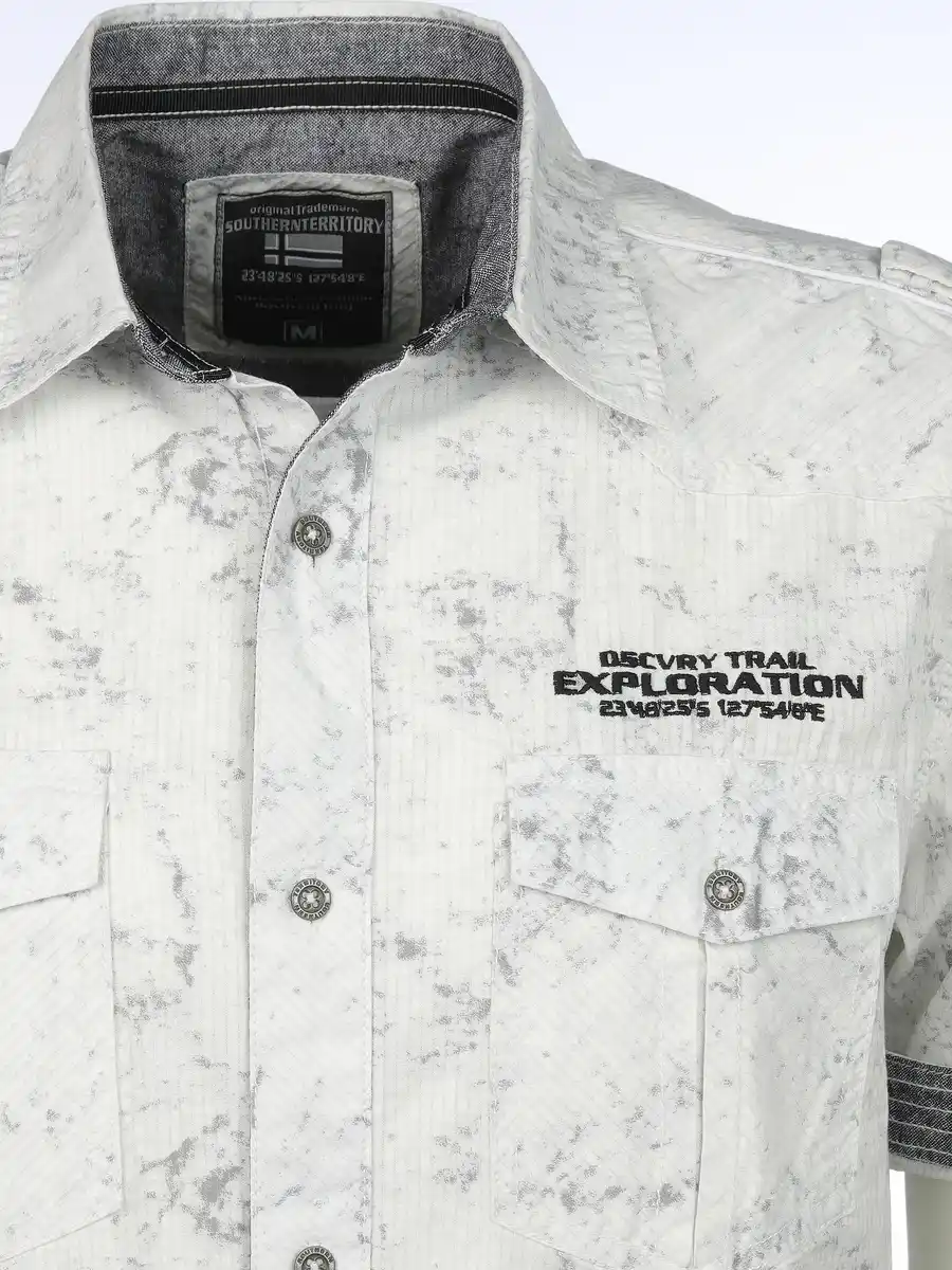 Bild 3 von Herren Freizeithemd mit Brusttaschen in Oilwash-Optik Weiß