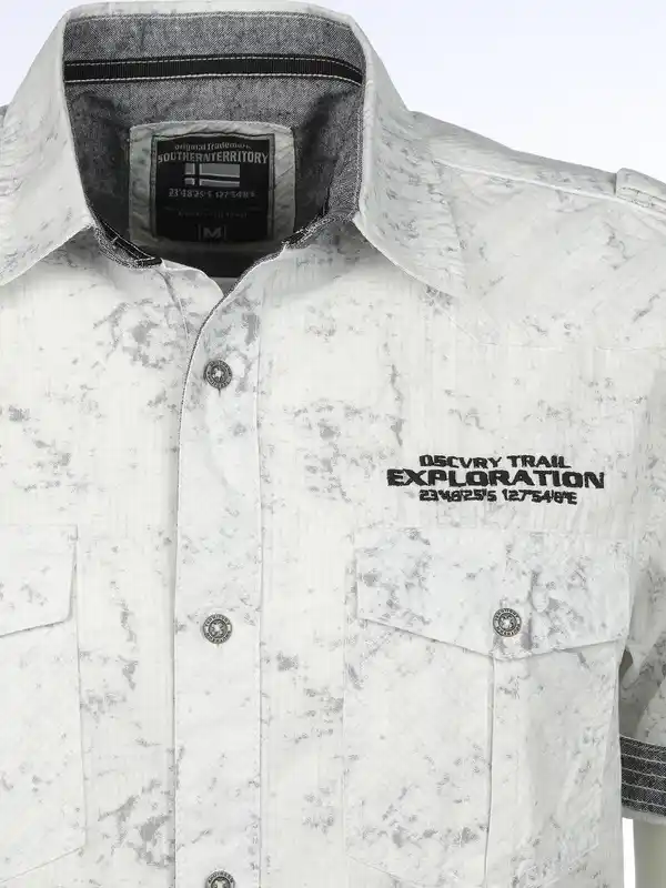 Bild 3 von Herren Freizeithemd mit Brusttaschen in Oilwash-Optik Weiß