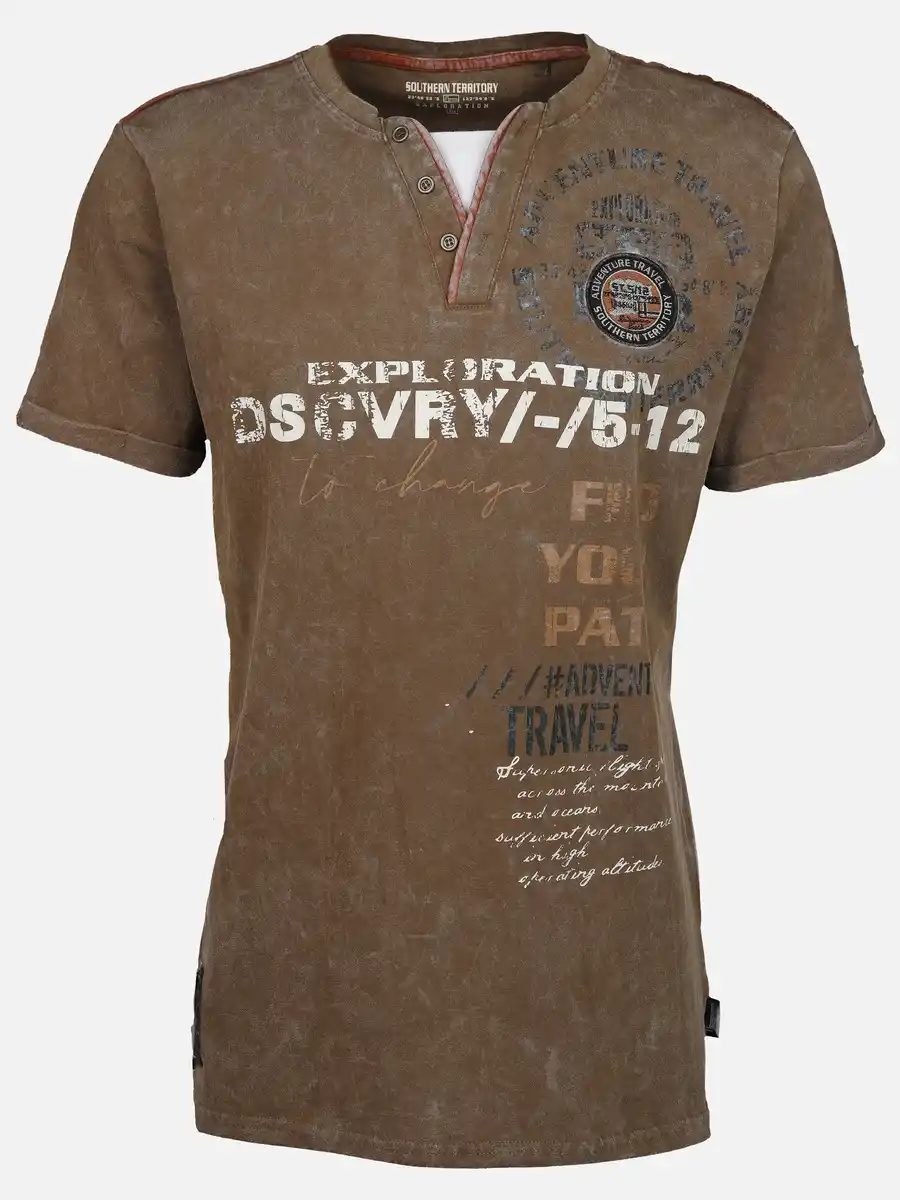 Bild 1 von Herren Henleyshirt mit Front-und Backprint Braun