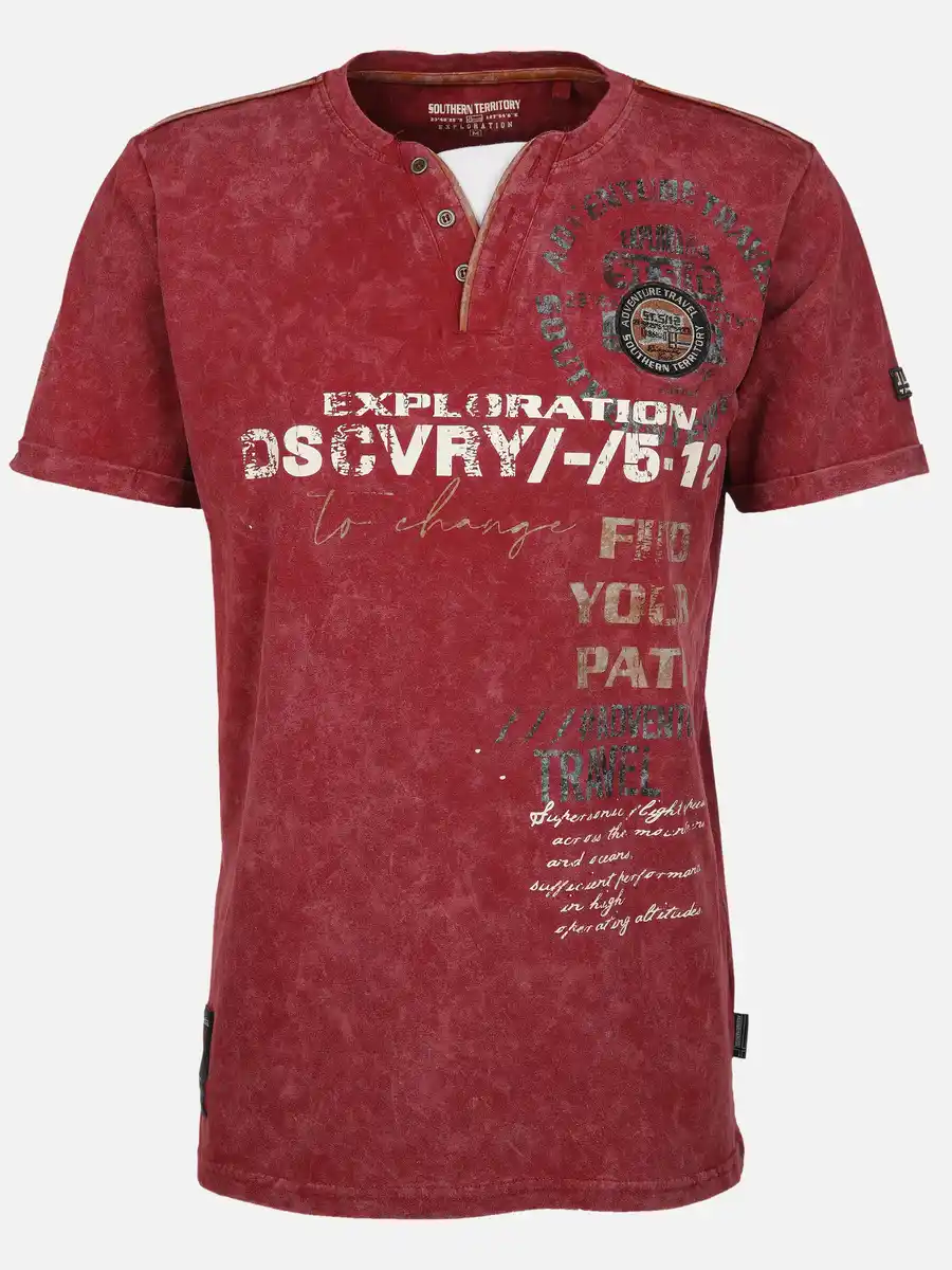 Bild 1 von Herren Henleyshirt mit Front-und Backprint Rot