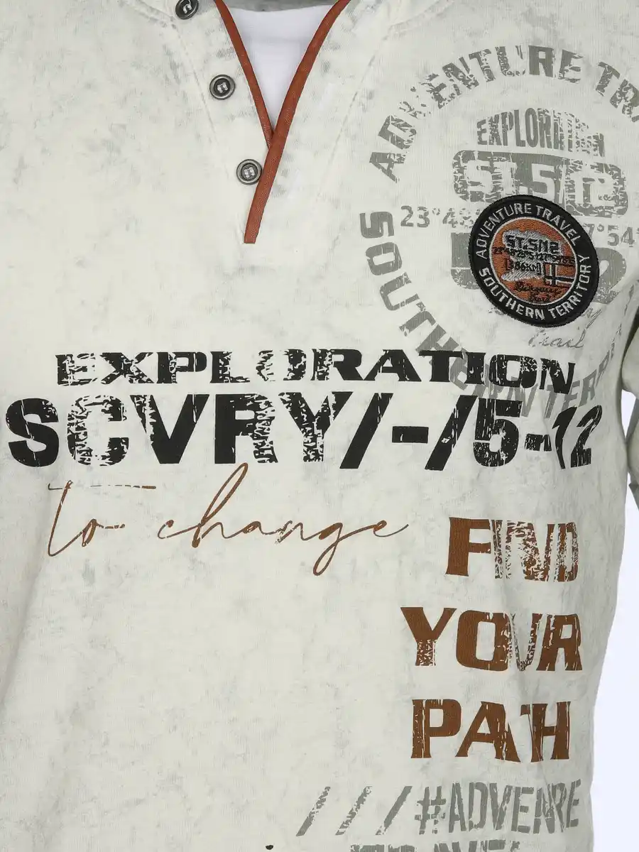 Bild 3 von Herren Henleyshirt mit Front-und Backprint Weiß