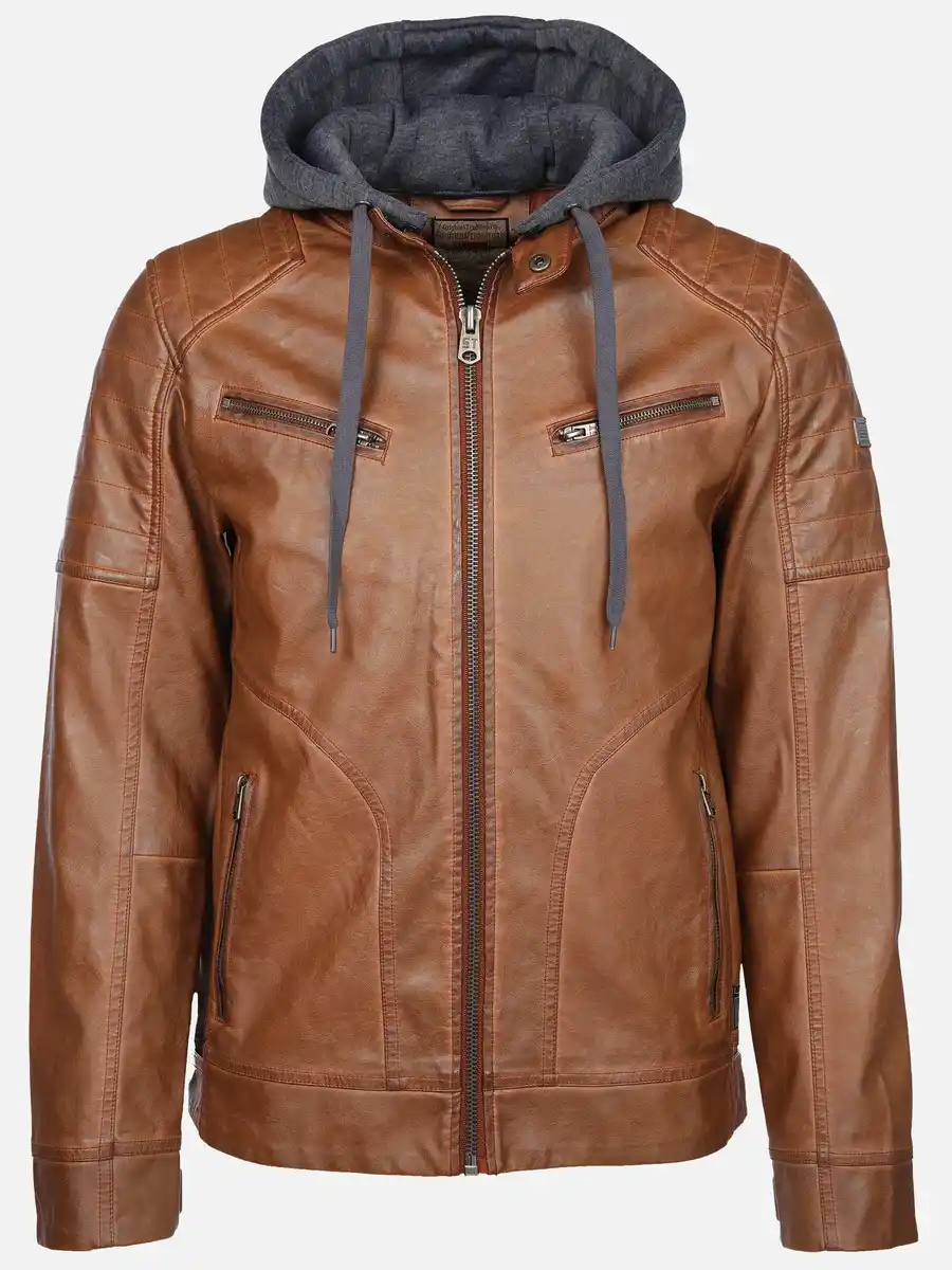 Bild 1 von Herren Bikerjacke mit abnehmbarer Kapuze Braun