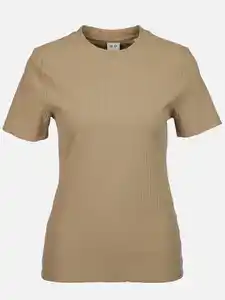 Damen T-Shirt in Ottomanripp Beige