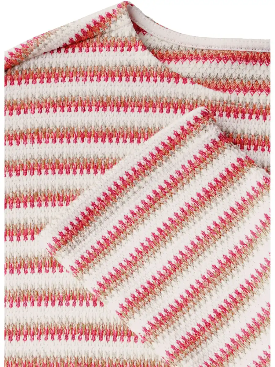 Bild 2 von Damen gestreiftes Strick-Look Shirt Rot