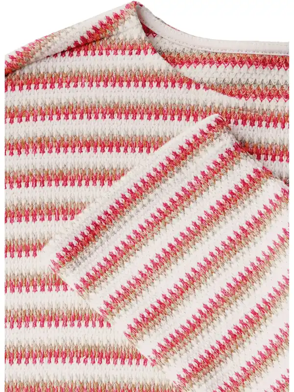 Bild 2 von Damen gestreiftes Strick-Look Shirt Rot