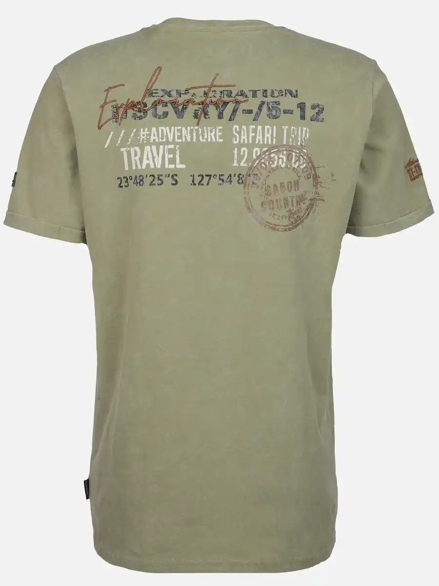 Bild 2 von Herren Henleyshirt mit Front-und Backprint Oliv