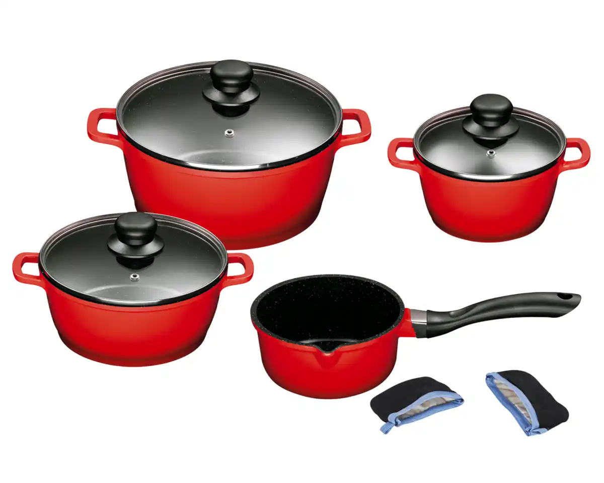 Bild 1 von Kochtopfset Aluguss Induktion Rot