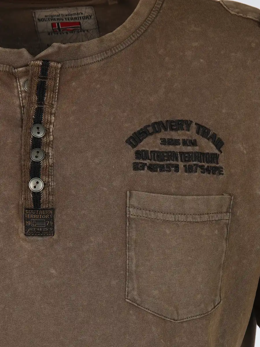 Bild 3 von Herren Henleyshirt im Used Look Braun