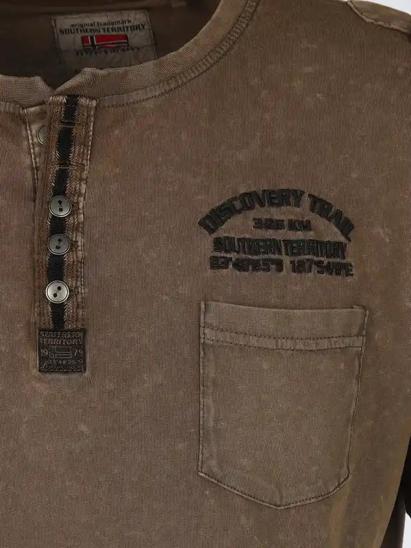 Bild 3 von Herren Henleyshirt im Used Look Braun