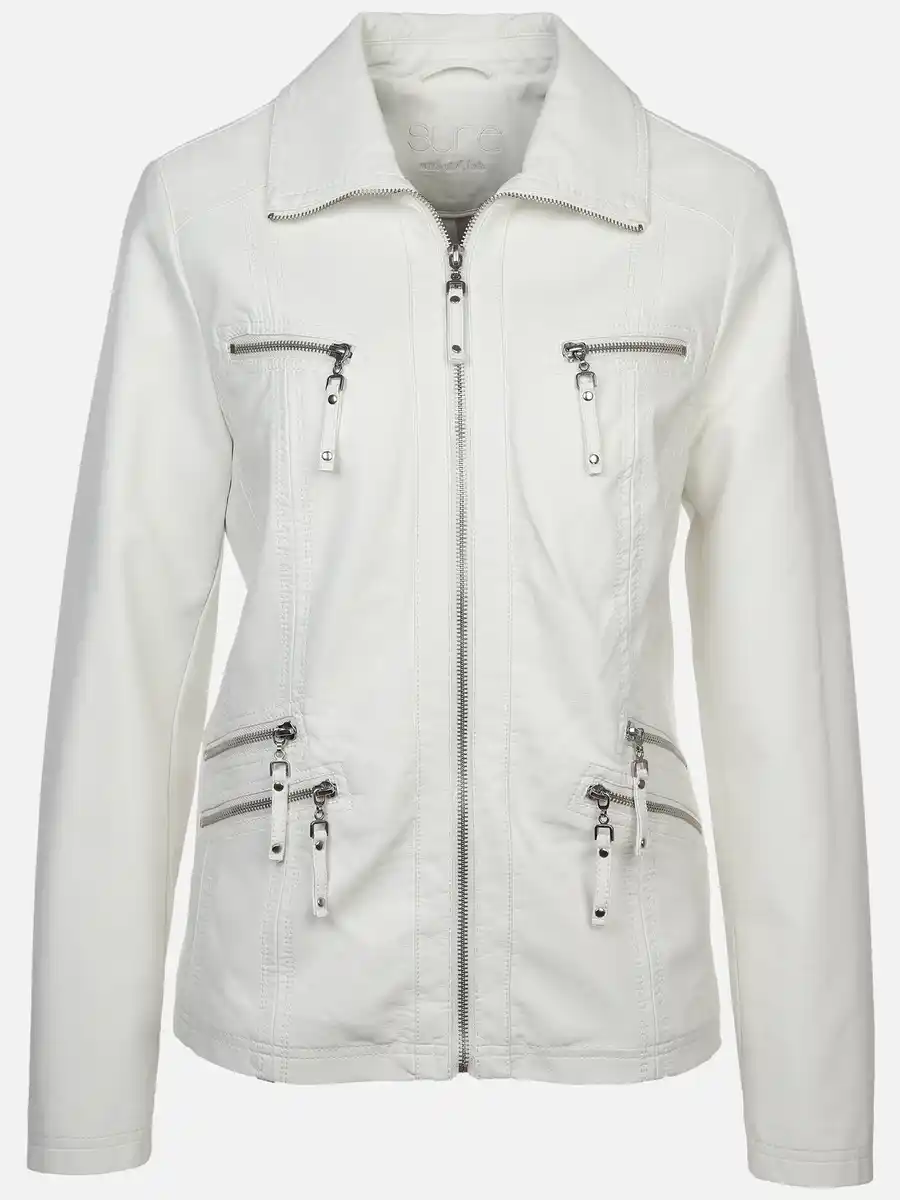 Bild 1 von Damen Bikerjacke in Kunstleder Weiß