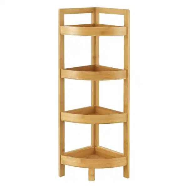 Bild 4 von Bambus Badregal Lestijärvi Eckregal mit 4 Ablagen 80x23x23cm