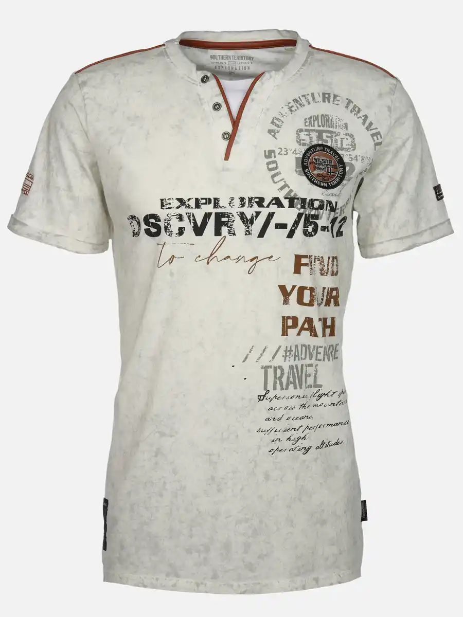 Bild 1 von Herren Henleyshirt mit Front-und Backprint Weiß