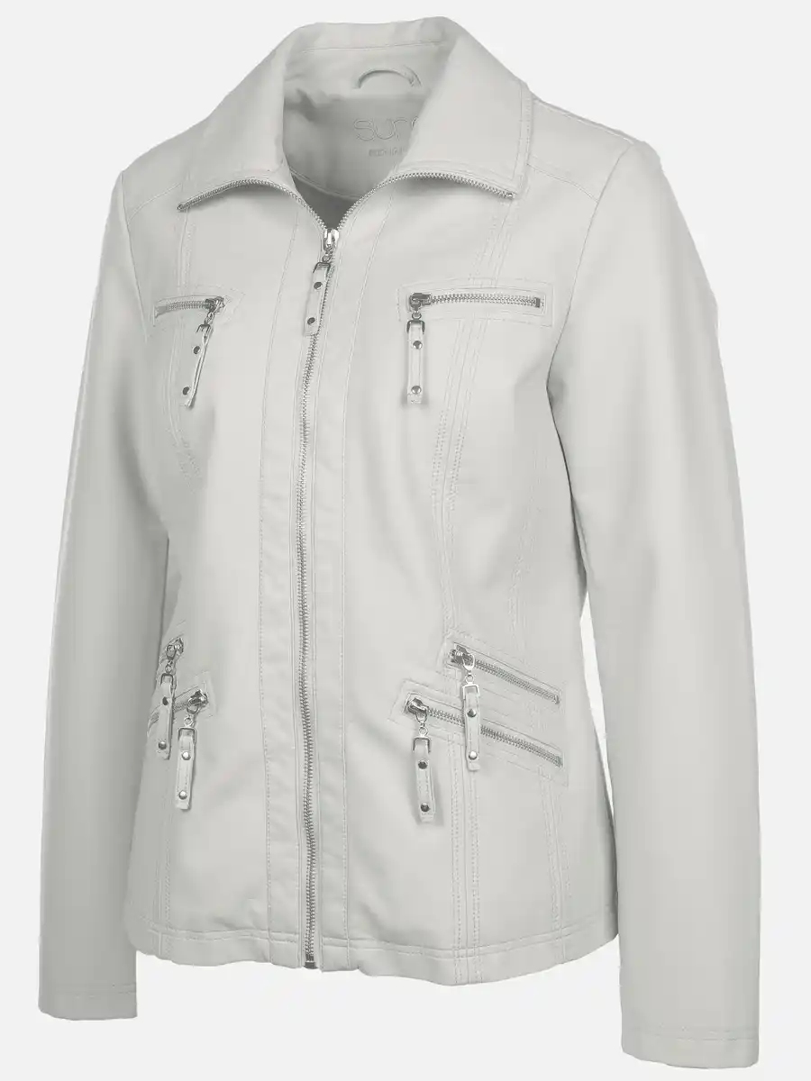 Bild 3 von Damen Bikerjacke in Kunstleder Weiß