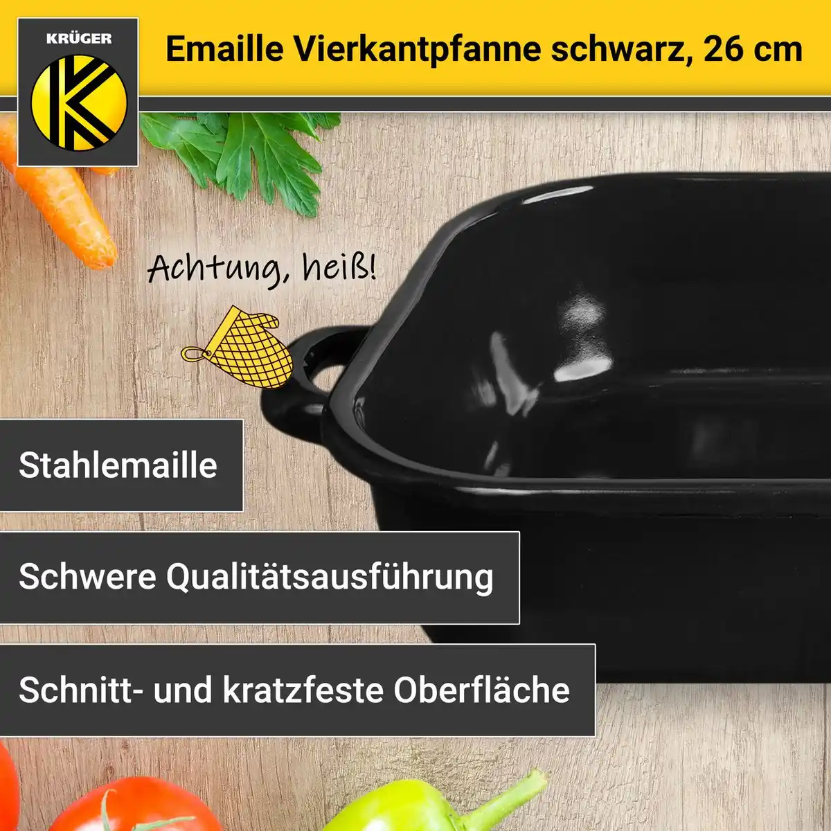 Bild 2 von Emaillierte Vierkantpfanne schwarz, 26 cm