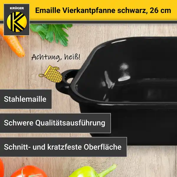 Bild 2 von Emaillierte Vierkantpfanne schwarz, 26 cm