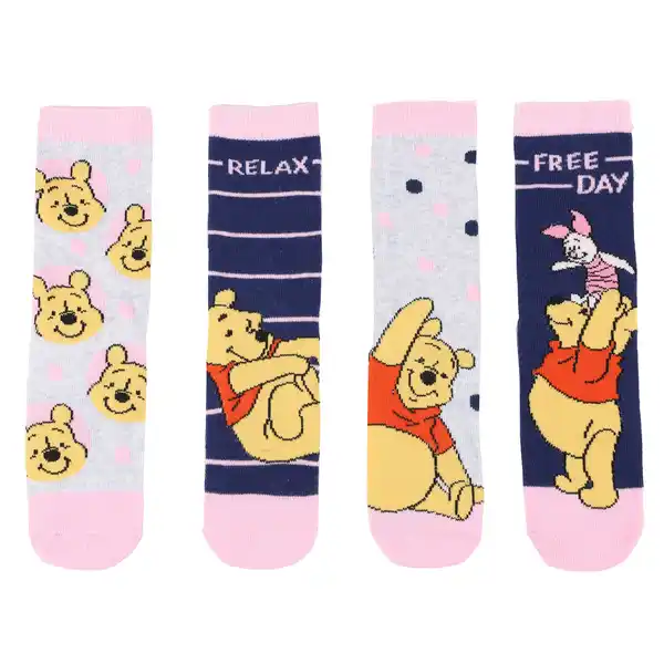 Bild 2 von Mädchen Socken im 4er Pack mit Winnie Pooh Motiven Bunt