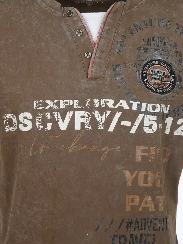 Bild 3 von Herren Henleyshirt mit Front-und Backprint Braun