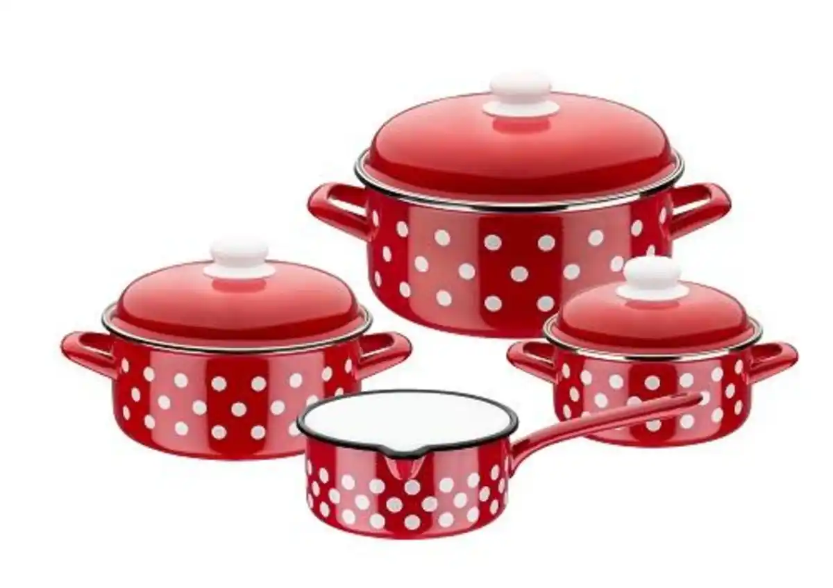 Bild 1 von Kochtopf-Set Pünktchen 7-tlg. rot/weiß