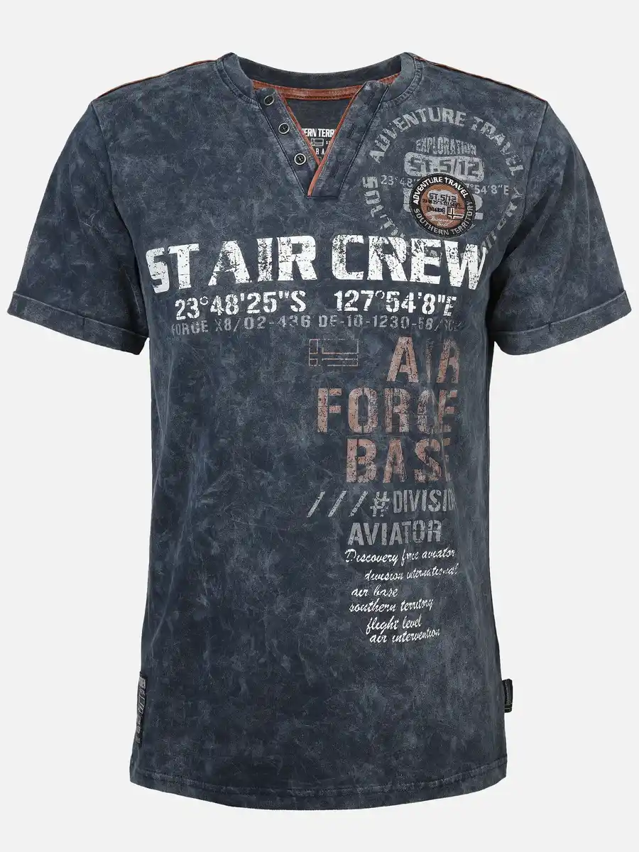 Bild 1 von Herren Henleyshirt mit Print Blau