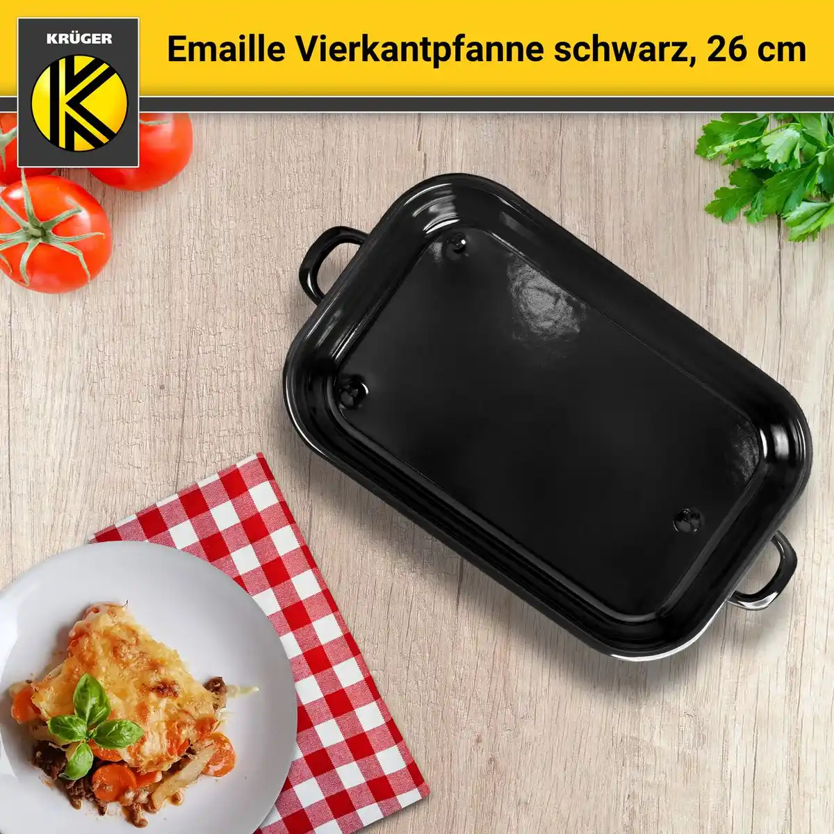 Bild 3 von Emaillierte Vierkantpfanne schwarz, 26 cm