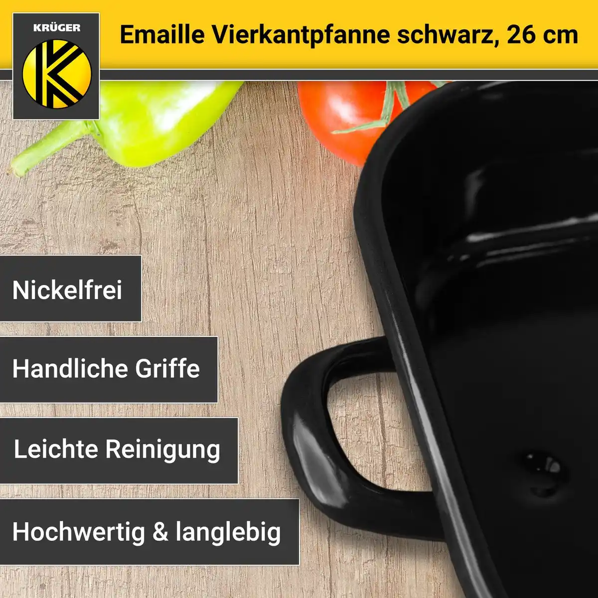 Bild 4 von Emaillierte Vierkantpfanne schwarz, 26 cm