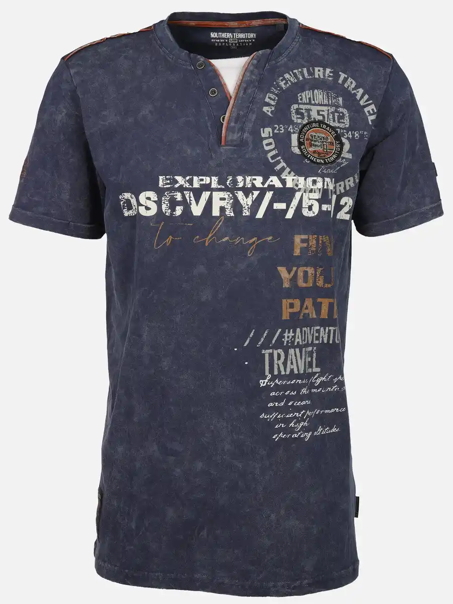 Bild 1 von Herren Henleyshirt mit Front-und Backprint Blau