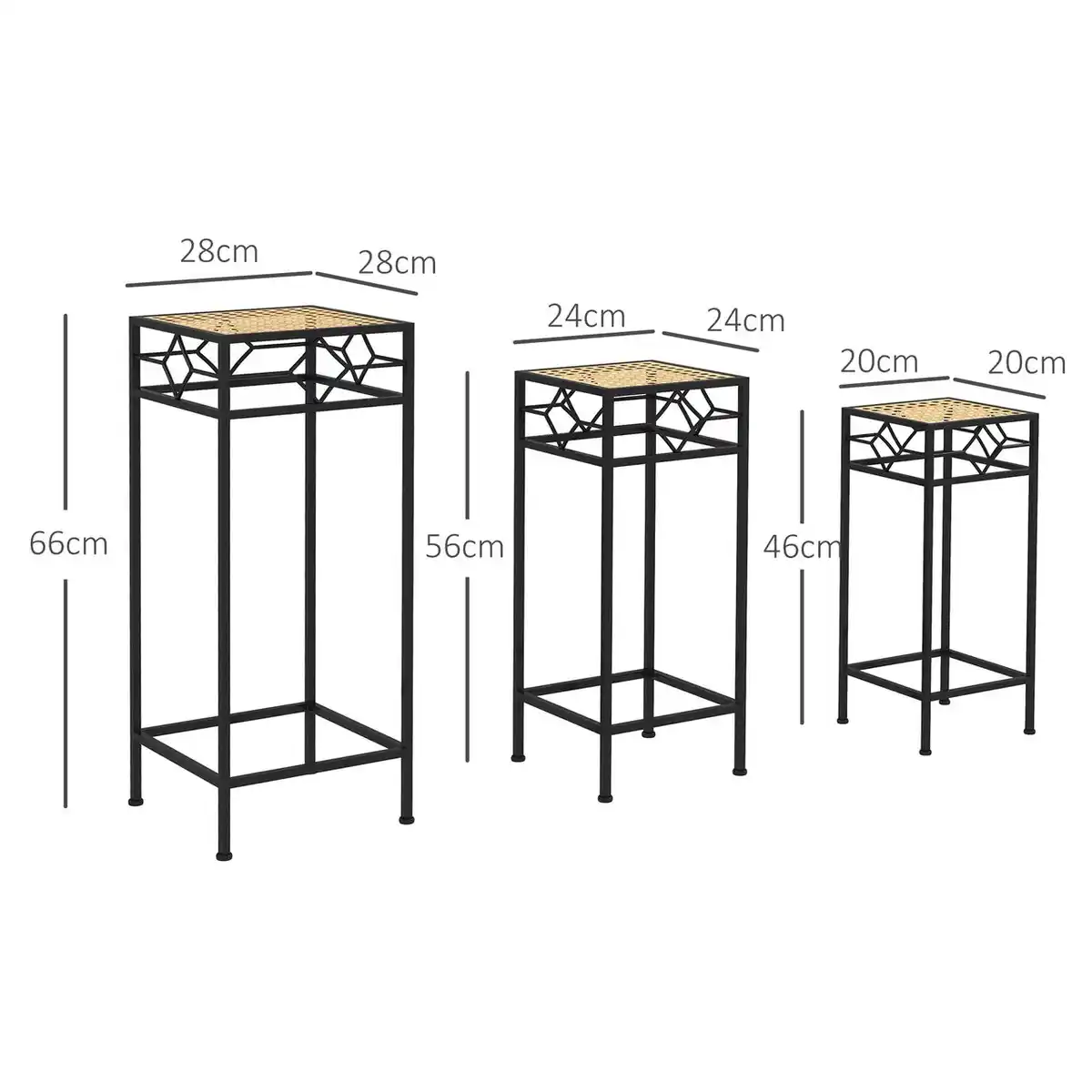 Bild 3 von 3-tlg. Pflanzenständer Blumenhocker Blumentopfhalter mit Rattanoptik
