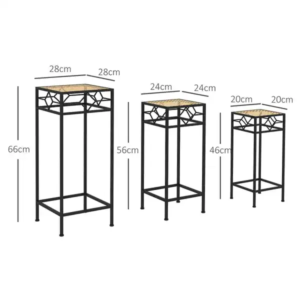 Bild 3 von 3-tlg. Pflanzenständer Blumenhocker Blumentopfhalter mit Rattanoptik